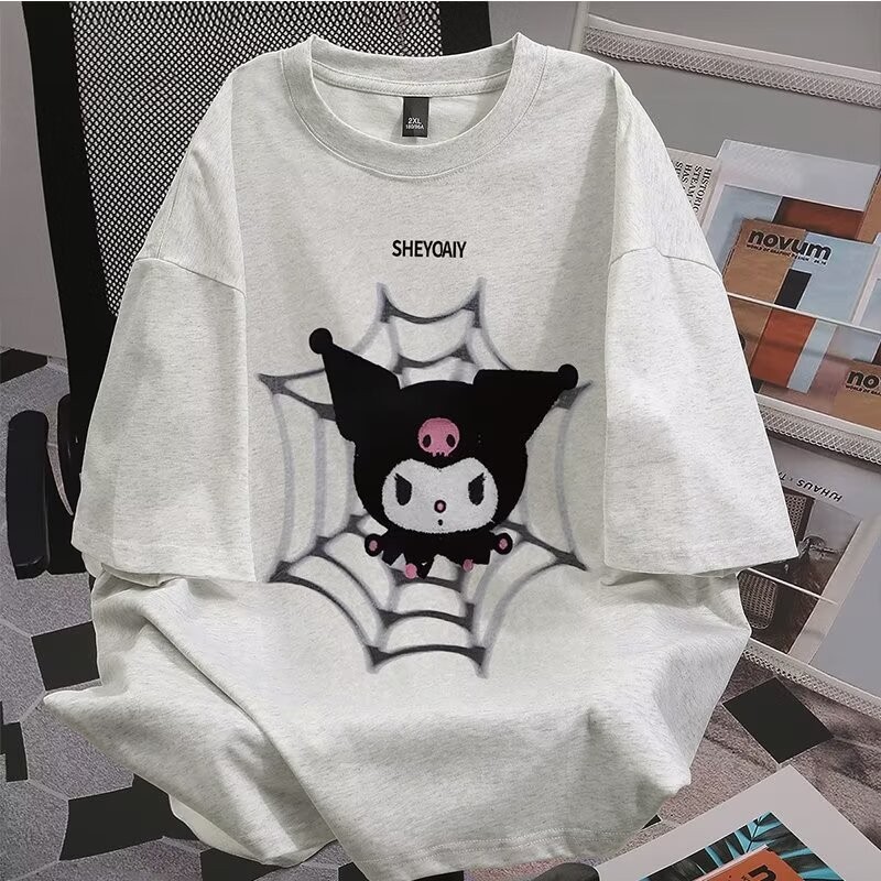 COD 2025 Summer Hot-Selling T-Shirt Casual Top Kuromi Pattern Couple Korean Version Loose T-Shirt ne