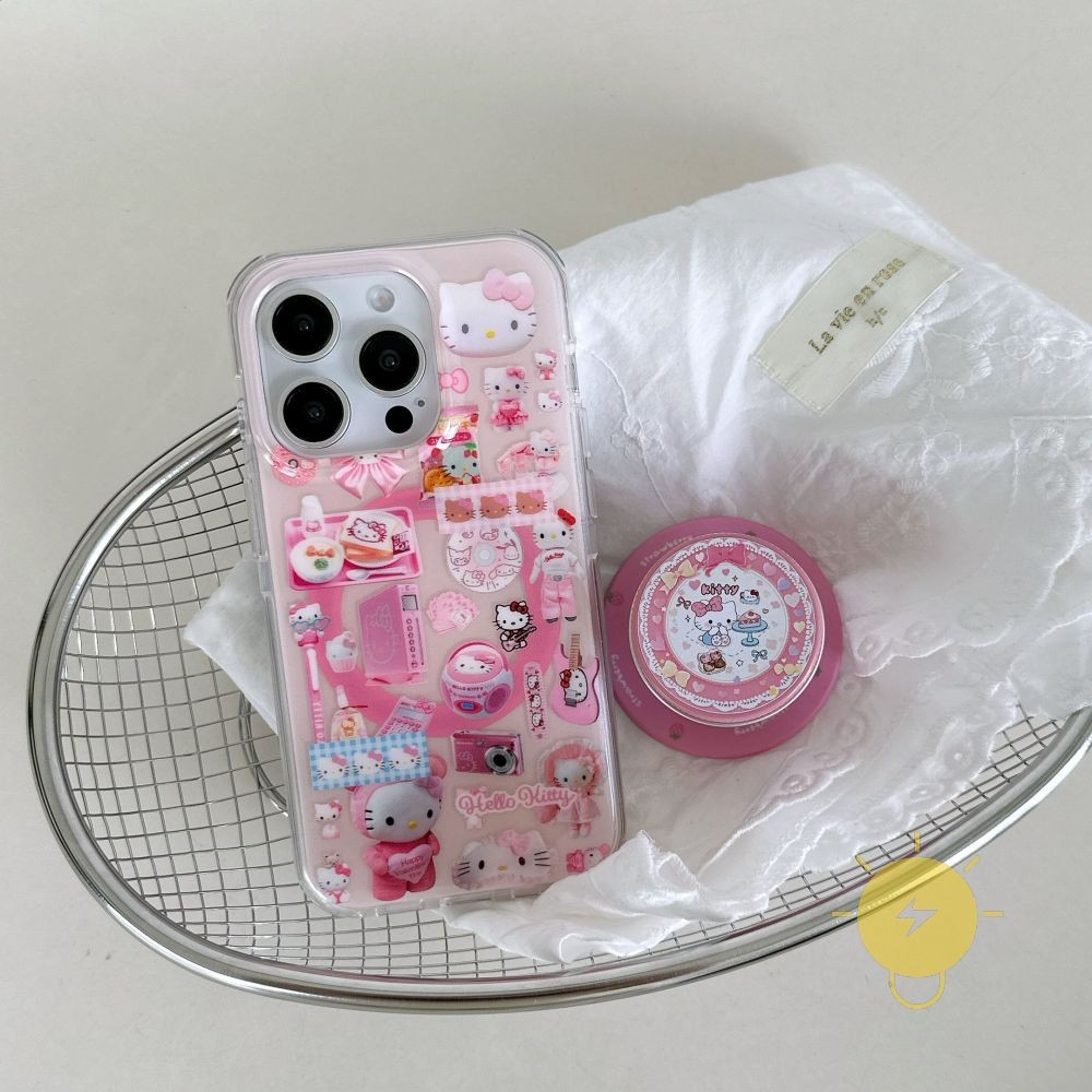 For เคสไอโฟน with Griptok Magnetic TPU Kitty with Griptok เคส Phone Case For iPhone 17 Pro Max 16 15 14 13 Cover  Aesthetic Korean Cute