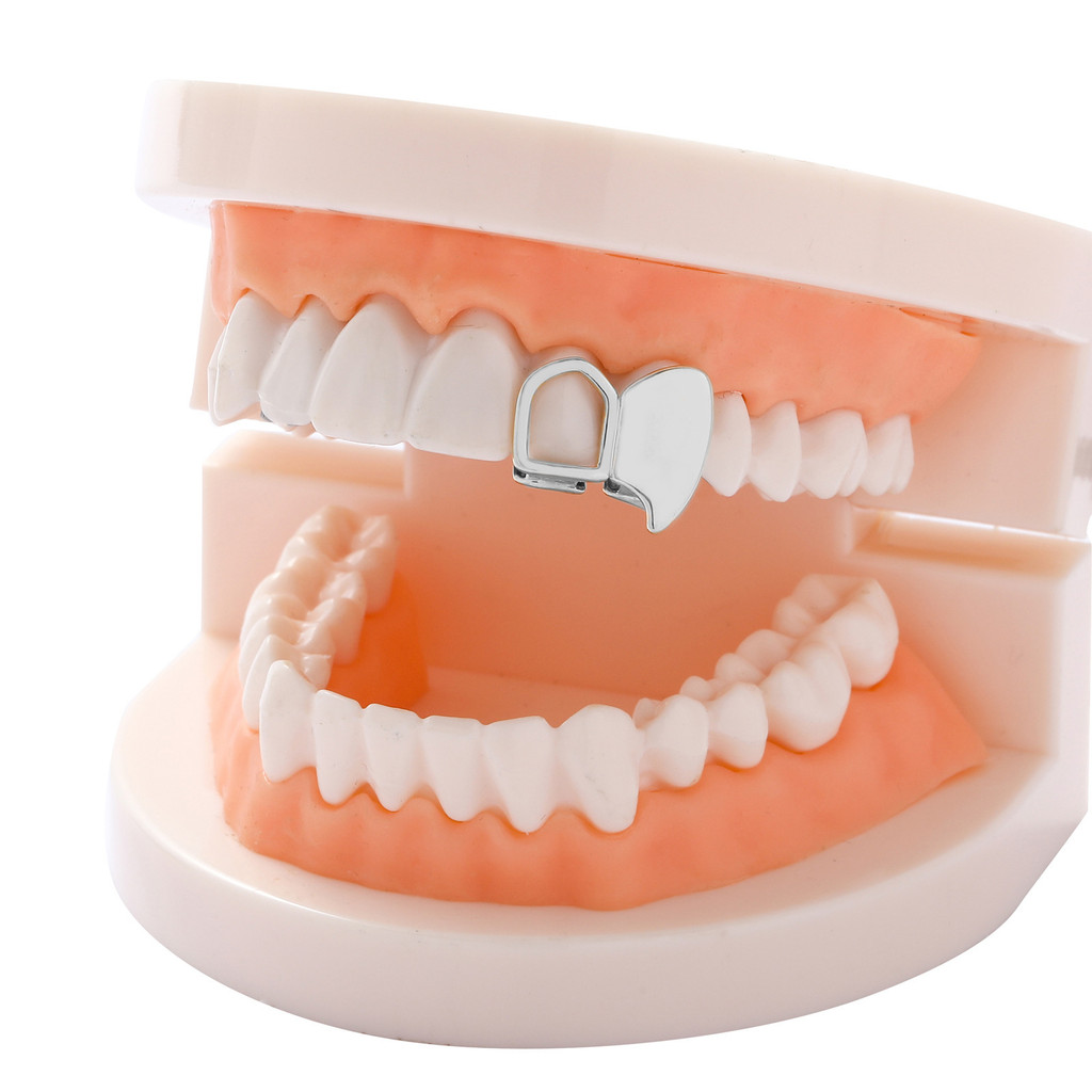 เตาย่าง Vampire Fangs - เครื่องประดับฟันฮิปฮอปกลวงชุบทอง 18K สําหรับวันฮาโลวีน