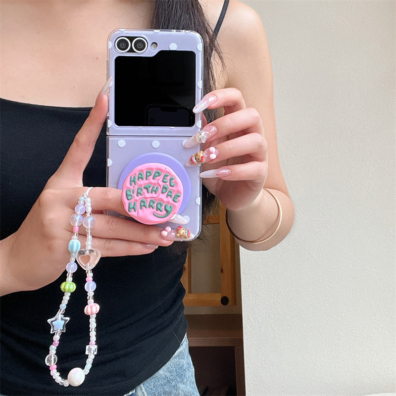 น่ารักสีขาว Wave Point Bracket เคสโทรศัพท์แม่เหล็กสําหรับ Samsung Galaxy Z Flip 7 FE 6 5 4 3 IMD กัน