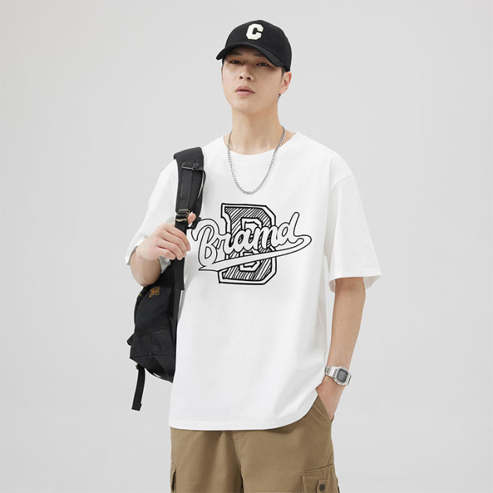 260g Trendy Brand New new Men's Heavyweight High-End Clothing2025NEW Mercerized Short Sleeve Top23Su