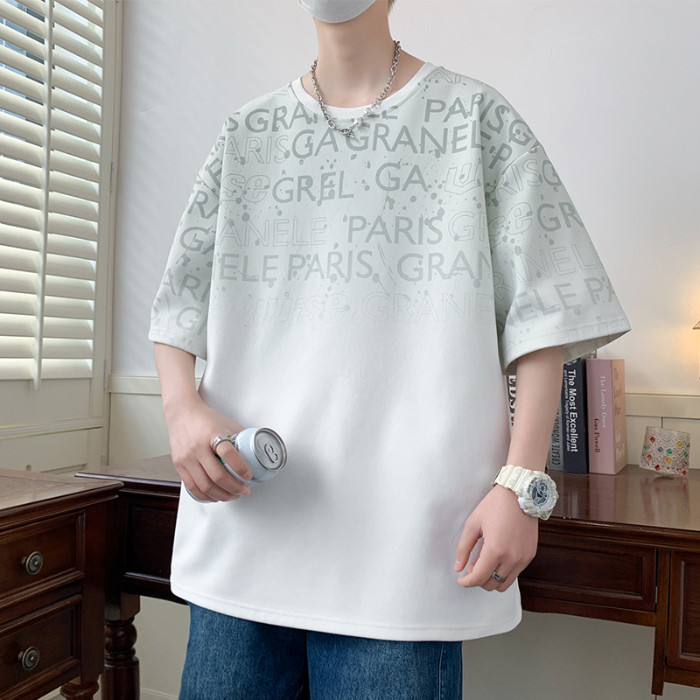 2025 NEW 2025M-8XL American Style Summer Short Sleeve T-Shirt for Men 2024 New Trendy Loose Fit Plus