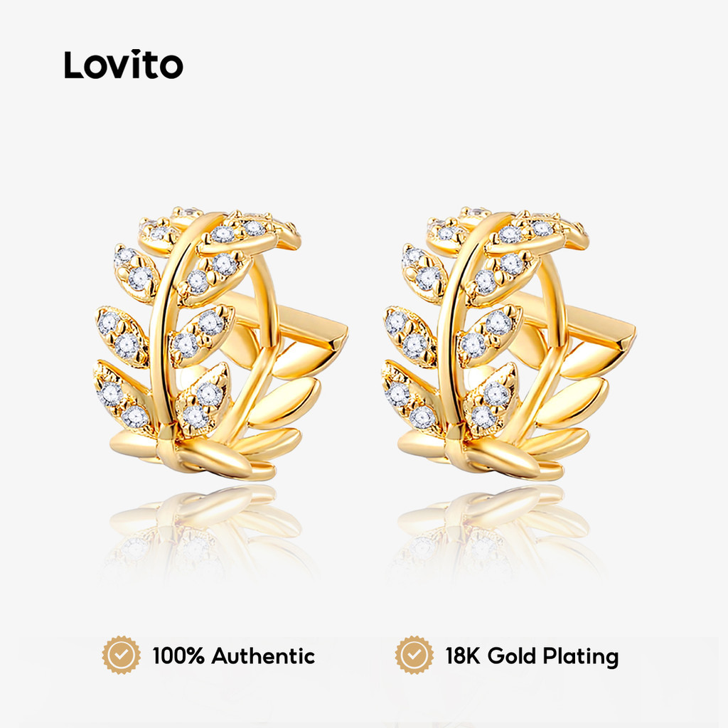 Lovito ต่างหูทองคำ 18K หรูหรา LFA96082