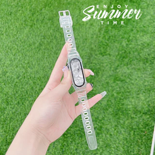 สายรัดกรณีโปร่งใส TPU อ่อน for Xiaomi Mi Band 10 9 8 ปกป้องหน้าจอ สายรัดข้อมือวงเข็มขัด for Smartwatc Mi Band 10 9 8 NFC