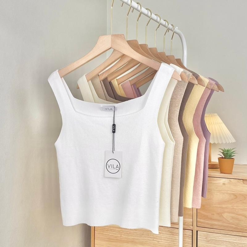 VL66 เสื้อกล้ามไหมพรมคอเหลี่ยม