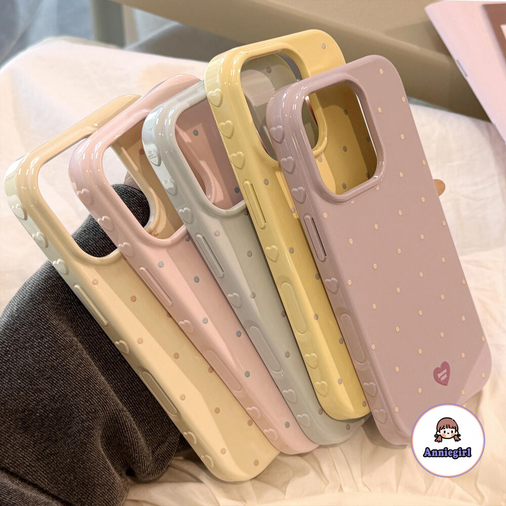 ง่าย โปลก้าดอต Smooth เคสโทรศัพท์สําหรับ IPhone 17 16 15 14 Pro Max 13 ProMax Plus รูปหัวใจด้านข้างป้องกันสิ่งสกปรกกันกระแทก Soft TPU โทรศัพท์ฝาหลัง