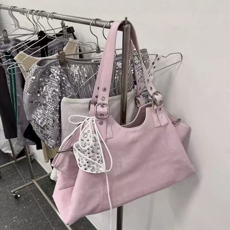 กระเป๋า tote สไตล์เกาหลีใหม่จากแบรนด์ Hieta แบบ rivet denim ขนาดใหญ่ สำหรับสะพายข้าง 여성