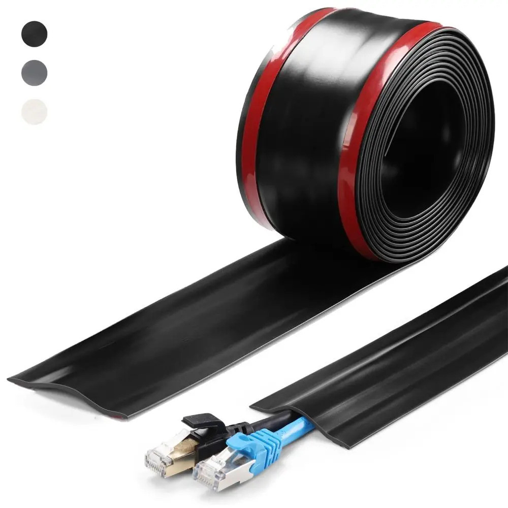 คุณภาพสูง Pvc Floor Cable Cover 1 m Soft Wall Wire คอนซีลเลอร์ Self กาวเจาะสายไฟ Raceway Office