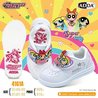 ADDA พละสีขาว 41G5A/41G1A/41G3A/41G6A Cinnamoroll/Pony/PPG รุ่นมีไฟกระพริบ ตีนตุ๊กแก ไซส์ 25-35