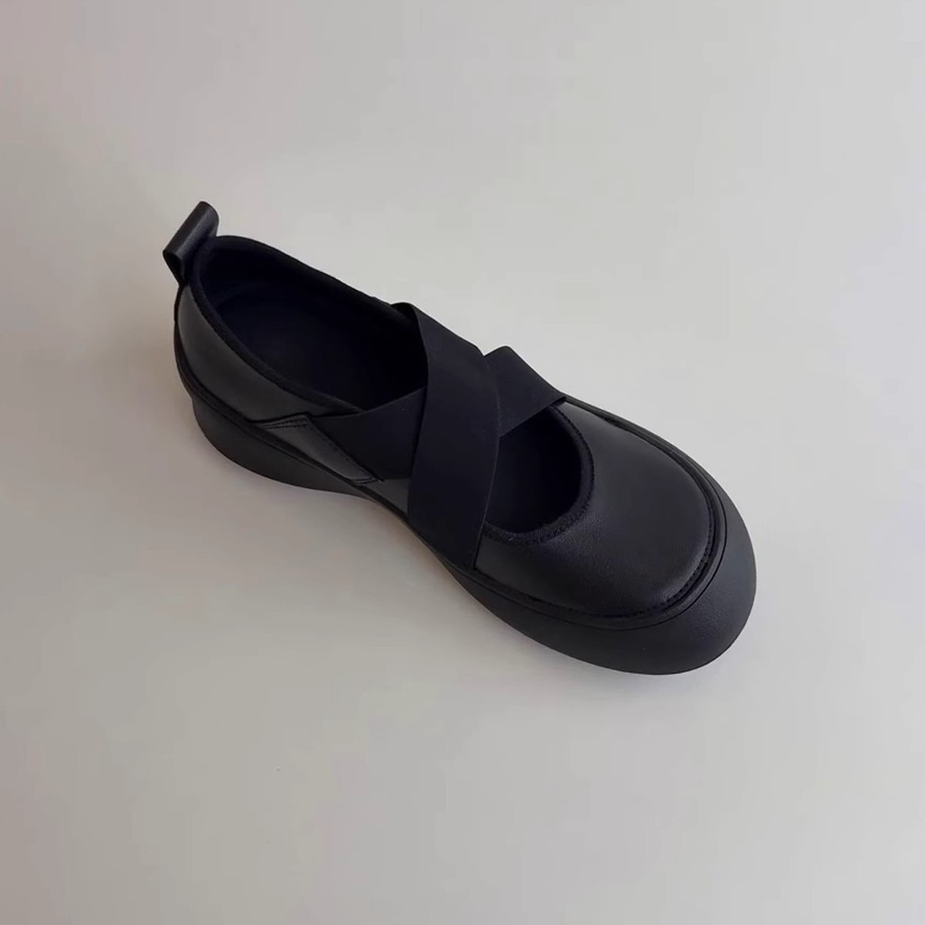 รุ่นหนังแกะ~หนาSoledกีฬาสายไขว้Mary Janeรองเท้าหนังขนาดเล็กรอบToeบัลเล่ต์รองเท้าผู้หญิงปากตื้นRetroรองเท้า