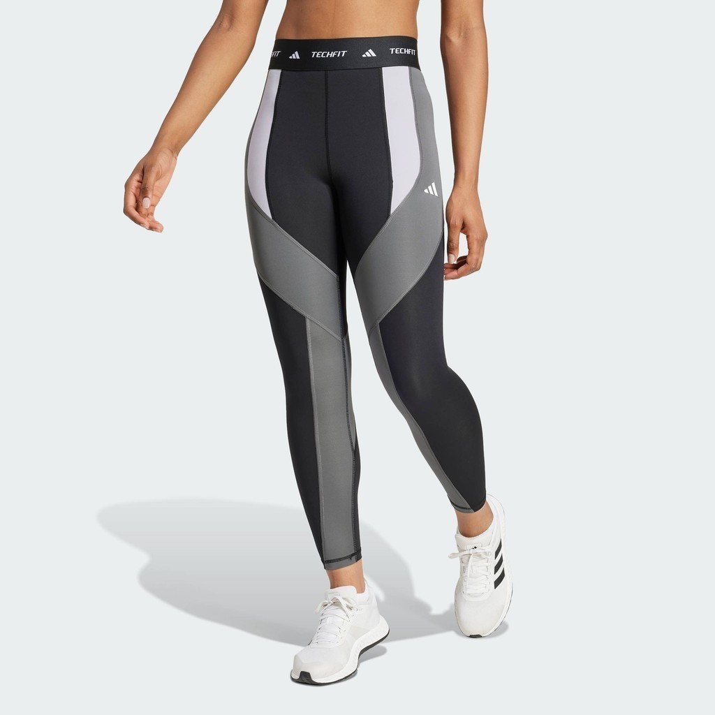 adidas Gym & Training กางเกงรัดรูปเจ็ดส่วนคัลเลอร์บล็อค TECHFIT ผู้หญิง สีดำ IX3283