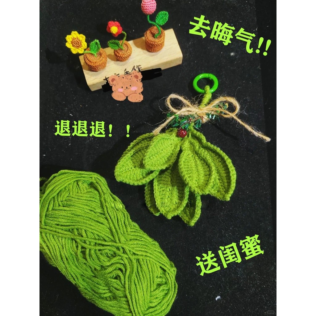 ผลิตภัณฑ์สําเร็จรูป ลบ Bad Grapefruit Leaf พวงกุญแจกระเป๋าจี้โรคราน้ําค้างคืนเงินคืนเงิน Hand-Knitte