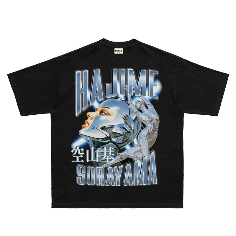 RULEE Hajime Sorayama เสื้อยืดแขนสั้นวินเทจสําหรับผู้ชายรุ่นใหม่ 3XL