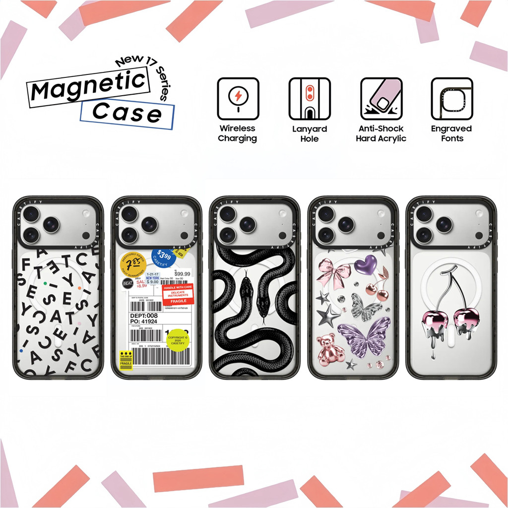 CASETi Creative สติกเกอร์ป้ายงูสีดําผีเสื้อพลาสติกแข็งอะคริลิคสําหรับ iPhone 17 16 Air 12 13 14 15 Plus Pro Max ปลอก