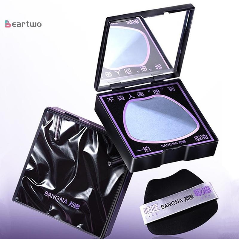 <beartwo-t> กระดาษซับน้ํามัน 150 แผ่นพร้อมเคสและแป้งพัฟแผ่นดูดซับน้ํามันถ่านไม้ไผ่หน้าแผ่นซับน้ํามัน