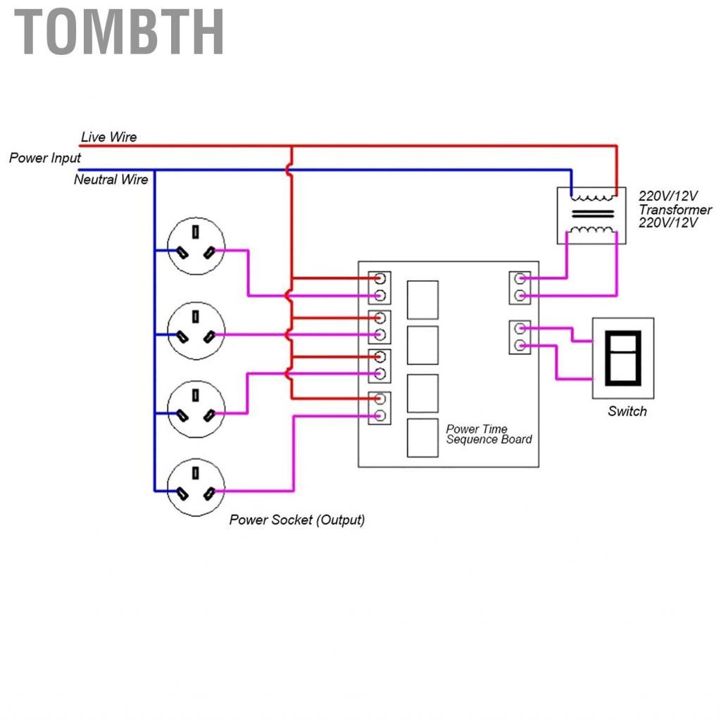 Tombth Power Time Sequence Board ปรับได้ 4 Channel Sequential Controller โมดูล 30A 0.5-4 s สำหรับอุต