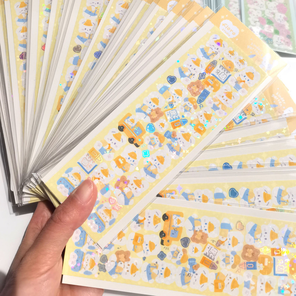 6 รูปแบบ Mint กระต่ายเกาหลี floro studio Sakura กระต่ายน่ารักคู่มือสติกเกอร์ Goo การ์ดสติกเกอร์ ins 