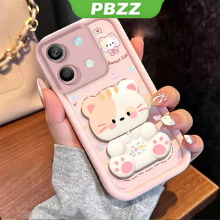 สําหรับ poco x6 F6 M6 F7 M7 F8 PRO 4G redmi 13c 5g F8 ULTRA 5G เคสโทรศัพท์ Softcase กันกระแทกความงามพร้อมผู้ถือ 360° กระจกแต่งหน้า แมวน่ารัก สําหรับเด็กผู้หญิง JTXMMZJ