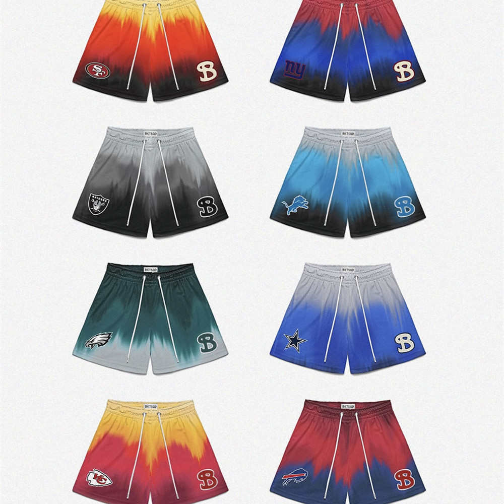 ส่งออก Old Beauty KTSQT Joint Rugby American Mesh กางเกงขาสั้นปัก Quick-Drying Sports Casual Quarter