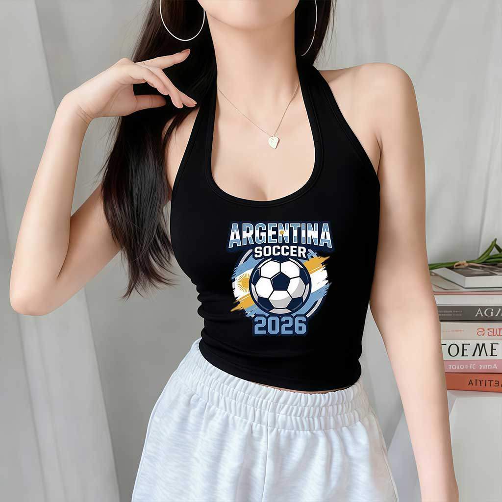 BOOM เสื้อกล้ามคล้องคอ 2026ฟุตบอลโลก ผ้ายืดดี ทรงกระชับครอป สไตล์Y2Kสปอร์ต มีหลายสี ใส่สบายแต่งง่าย SJ5