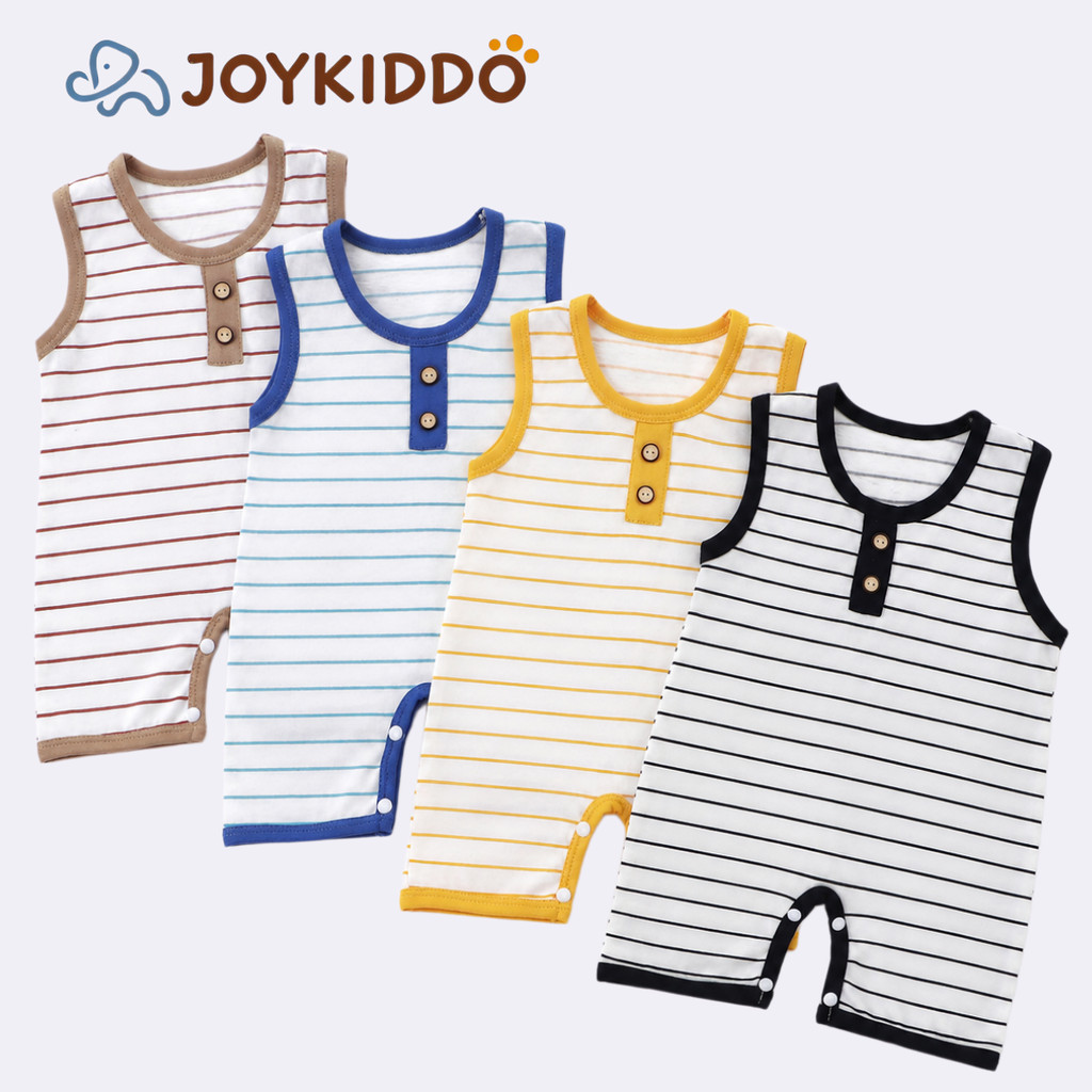 ฤดูร้อนสไตล์ใหม่ทารก ชุดรอมเปอร์ ผ้าฝ้ายแท้แขนกุดลายเสื้อกั๊ก ชุดรอมเปอร์