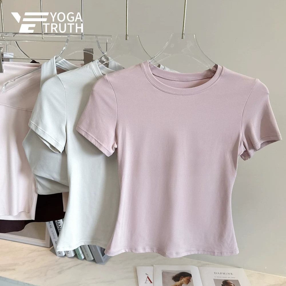 YOGATRUTHWoman เสื้อยืดกีฬา Breathable Nude Feeling Slimming Top การออกกําลังกายวิ่ง