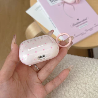 สีชมพูลายจุดสําหรับ Airpods4 Airpods 1/2 3 Pro Pro2 pro3 หูฟังไร้สายบลูทูธป้องกันกรณี AirPods Pro i3 i4 pro3 หูฟังป้องกันกรณี