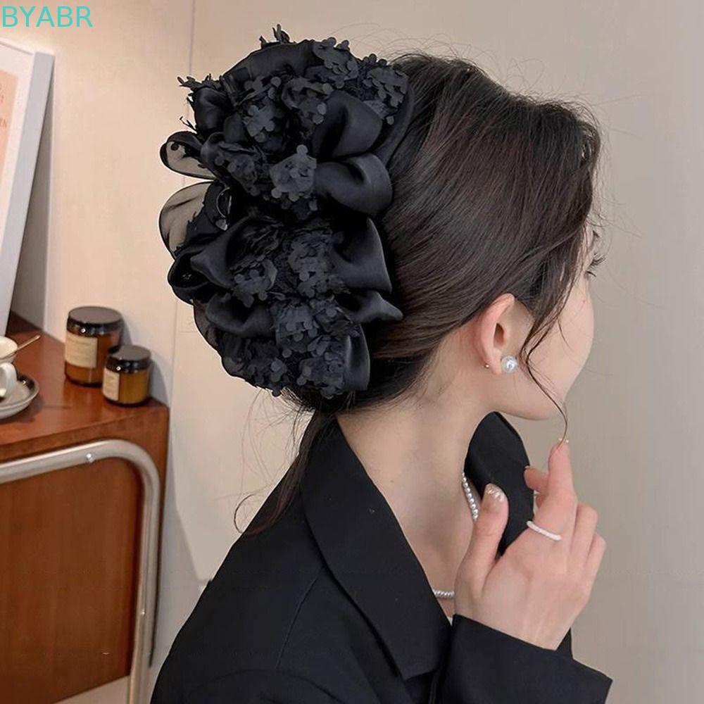 BYABR Bow Hair Claw, Bow Bubble Shark Clip, Hair Crab Mesh กิ๊บติดผมอะคริลิคหลายชั้น Party