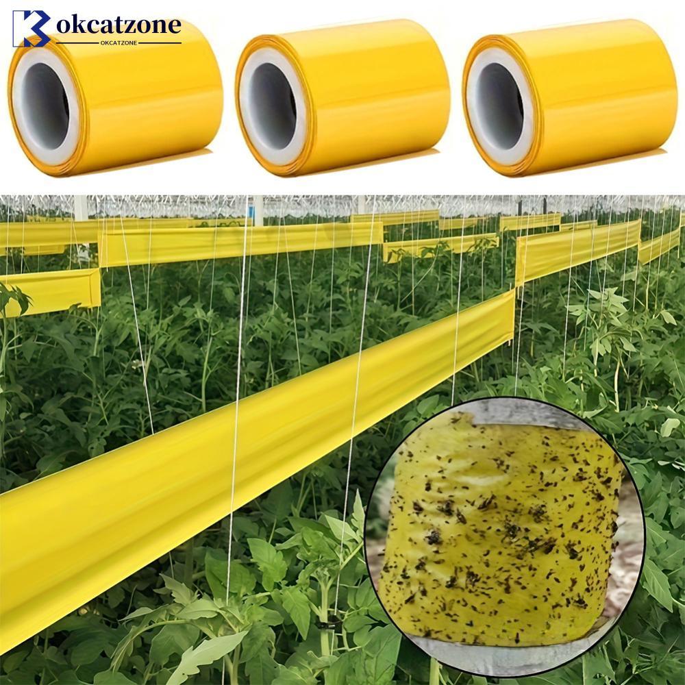OKCATZONE 5M สีเหลืองสองด้านกาวแมลง Barrier เทปสวน Orchard Ant Moth กลางแจ้ง R8W7