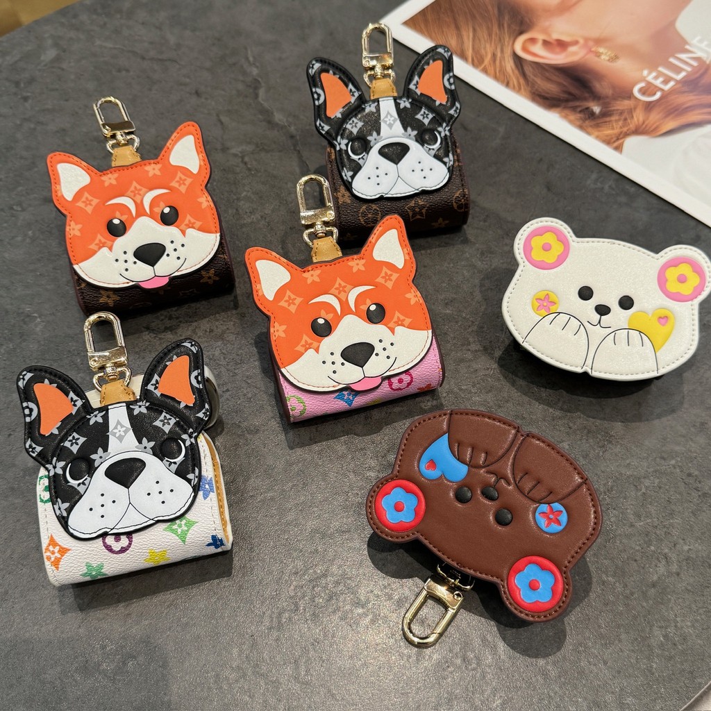 To Chee Bear French Fighting Shiba Inu จี้กระเป๋าหนัง Presbyopic