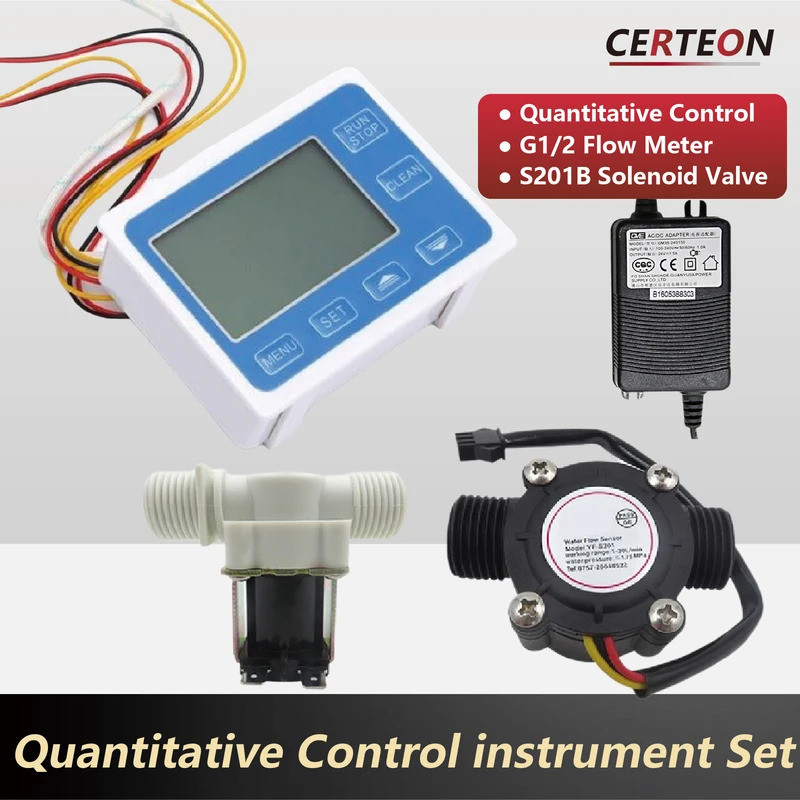 ZJ-LCD-M G1/2 ดิจิตอล Flow control Meter 0.1-9999L/gal S201 Flow Meter 1-30L/min 5W โซลินอยด์วาล์วบร