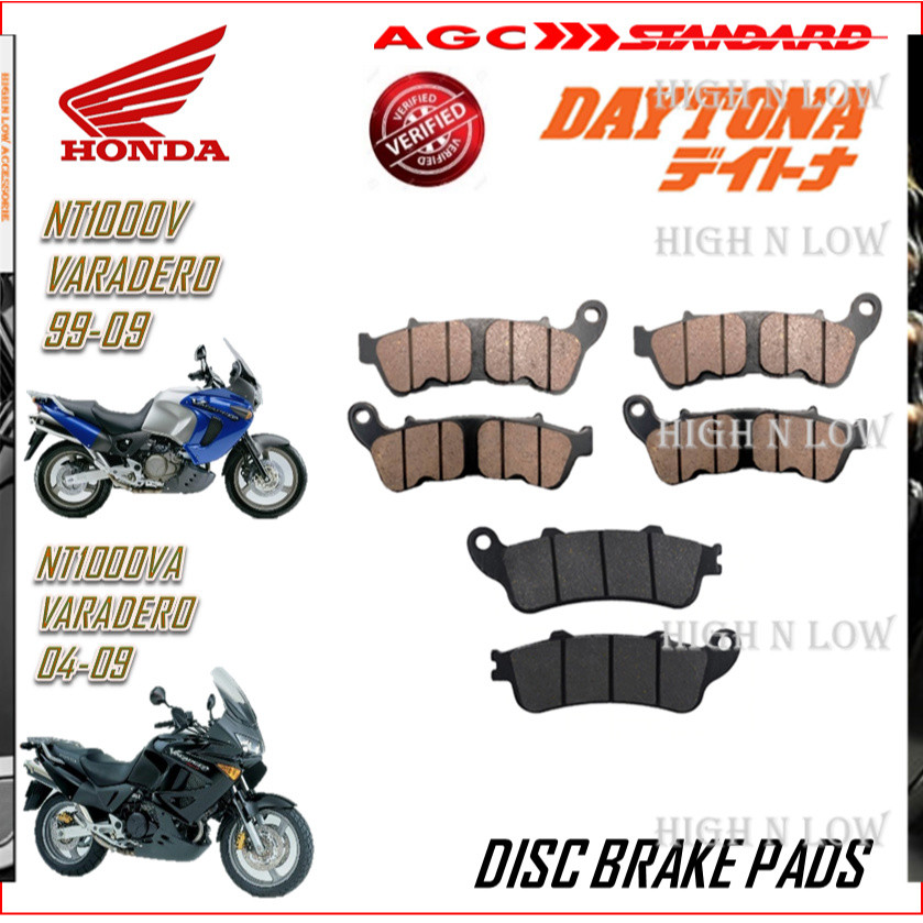 ผ้าเบรค HONDA NT1000V VARADERO 99-09 NT1000VA VARADERO ABS 04-09 สีดํา QUALITY HNL