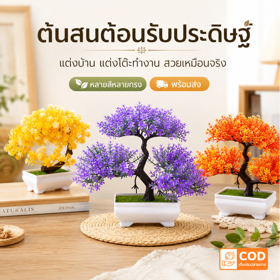 ต้นไม้ปลอมเหมือนจริง ตกแต่งบ้าน โต๊ะทำงาน ออฟฟิศ คาเฟ่ พร้อมส่ง COD รับเงินปลายทาง