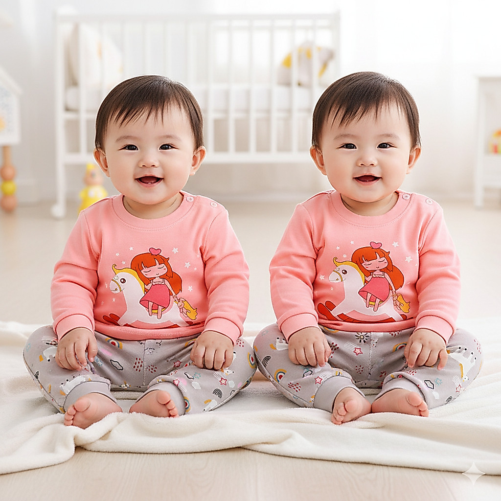 ชุดนอนเด็กหญิง 1-5ขวบ แขนยาวขายาว กันหนาวได้พร้อมส่ง