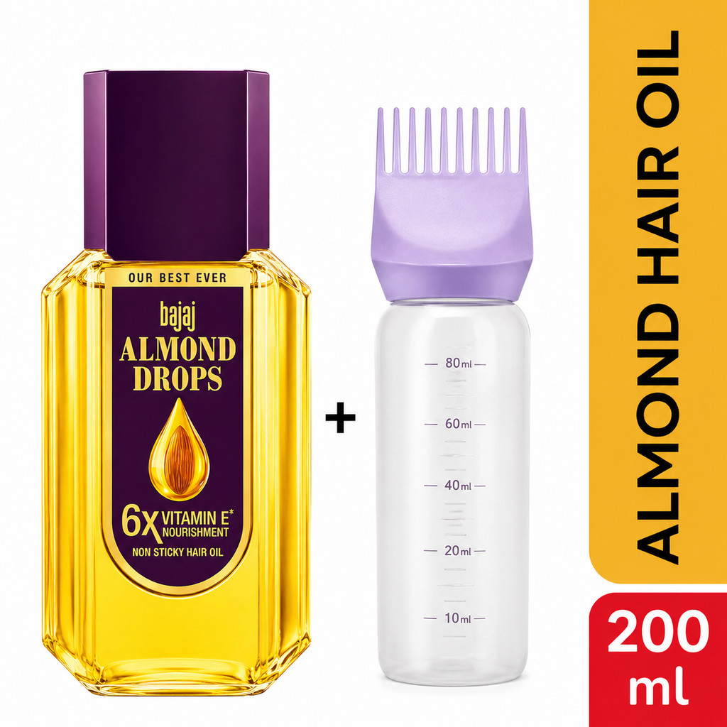 Bajaj Almond Drops น้ำมันใส่ผม บำรุงผม ขายดีอันดับ 1 ในอินเดีย ขนาด 200 มล