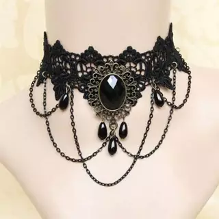 [Sep-t] ใหม่เซ็กซี่ Gothic Chokers คริสตัล Bla Lace Ne Choker Nelace Vintage Victorian ผู้หญิง Choer Steampunk เครื่องประดับ