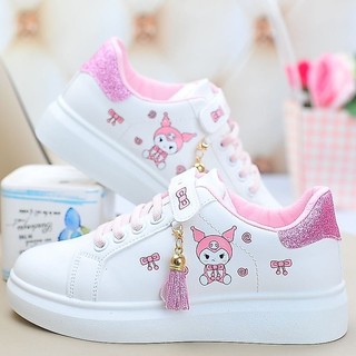 Kids Rubber Shoes for Girls Kuromi Brand Breathable White Flat Shoes With Box(Size 26-37)