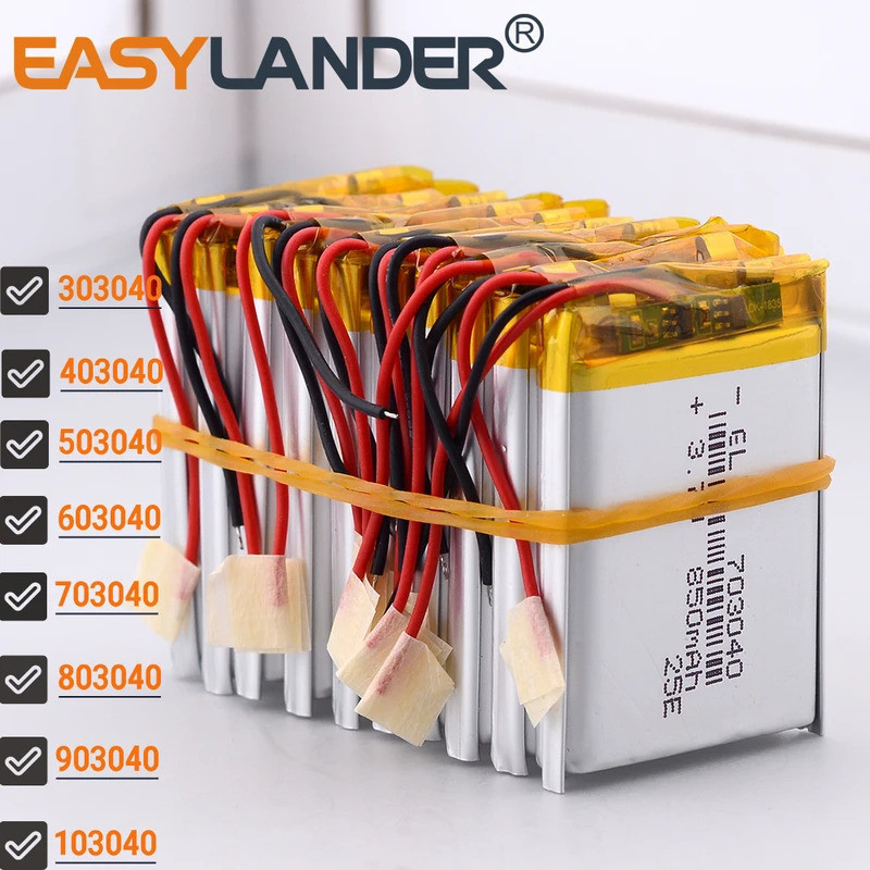 10 ชิ้น /ล็อต 603040 แบตเตอรี่ลิเธียมโพลิเมอร์ลิเธียมไอออน 3.7V 800mAh 303040 403040 503040 703040 8