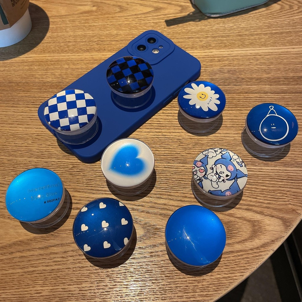 เกาหลี Blue Series ภาพประกอบคริสตัล Griptok Bracket สําหรับ IPhone Samsung Huawei Universal โทรศัพท์อุปกรณ์เสริมผู้ถือโทรศัพท์ Grip Tok Stand