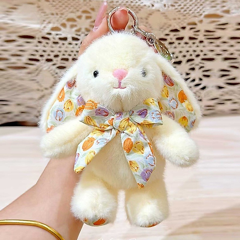 🐰 พวงกุญแจตุ๊กตากระต่าย Wendy Rabbit ใส่ชุดลายดอกไม้ | พร้อมส่งจากไทย
