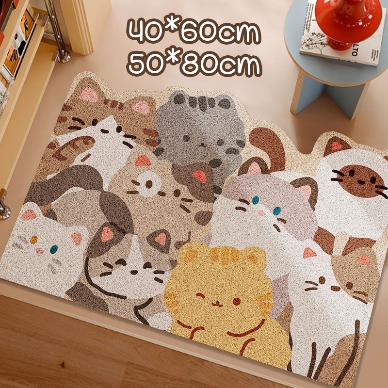 พรมเช็ดเท้าหน้าประตู พรมห้องน้ํา กันลื่น 40*60/50*80cm ตัดได้ ทนต่อการสกปรก ทำความสะอาดง่าย ลายการ์ตูนน่ารัก