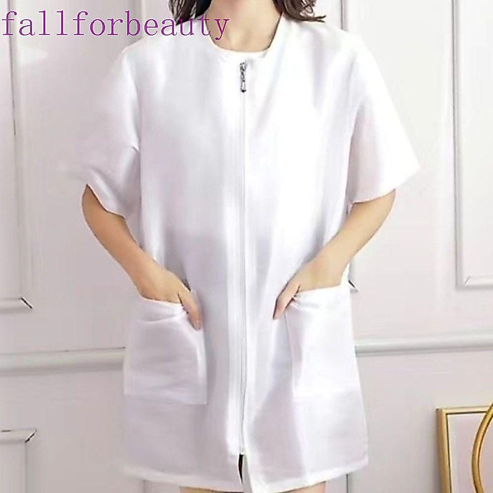 FALLFORBEAUTY ร้านตัดผมเสื้อผ้าทํางาน,สั้น/แขนยาวซิปง่ายชุดร้านทําผม,โพลีเอสเตอร์ไม่ติดระบายอากาศชุดทําผมผ้ากันเปื้อนสําหรับสัตว์เลี้ยงกรูมมิ่ง