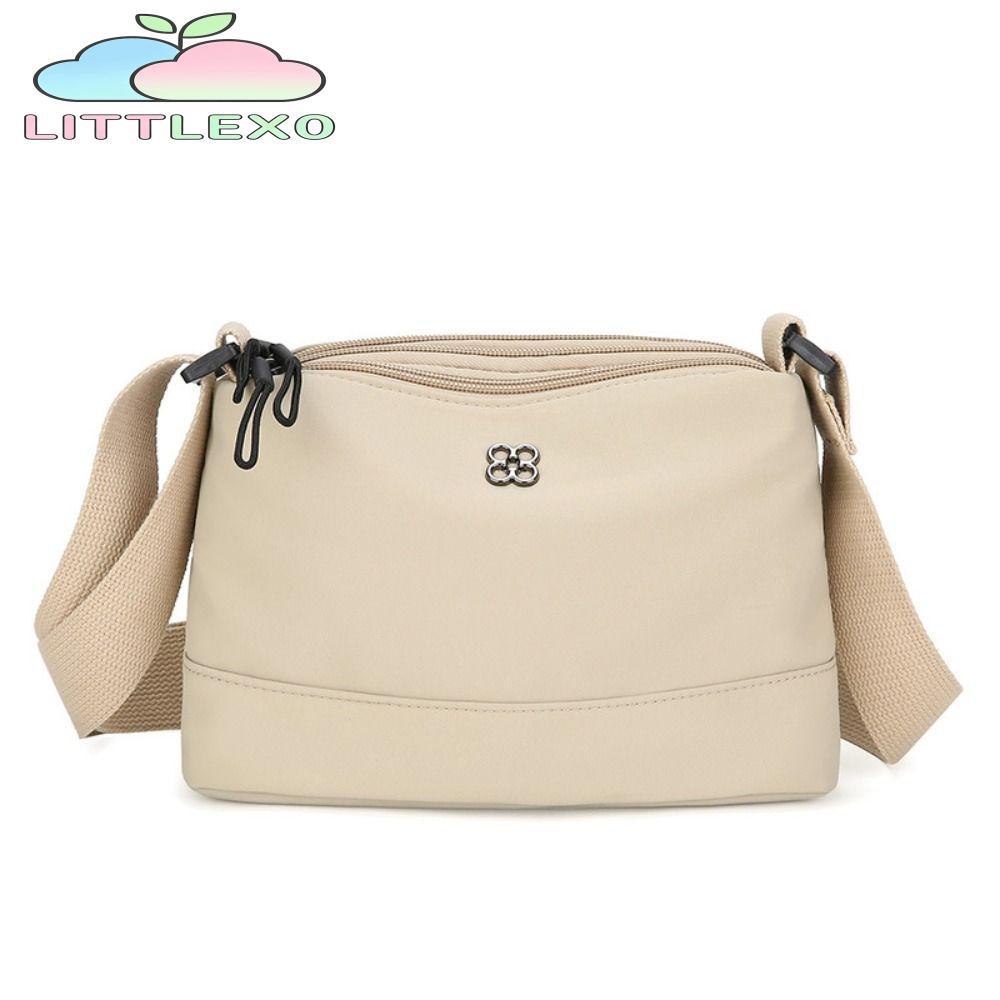 LITTLEX กระเป๋าสะพายข้าง,สีทึบผ้าไนลอนนุ่มผู้หญิงกระเป๋าสะพาย,อินเทรนด์หลายกระเป๋าถือสไตล์ลําลองนักเรียน