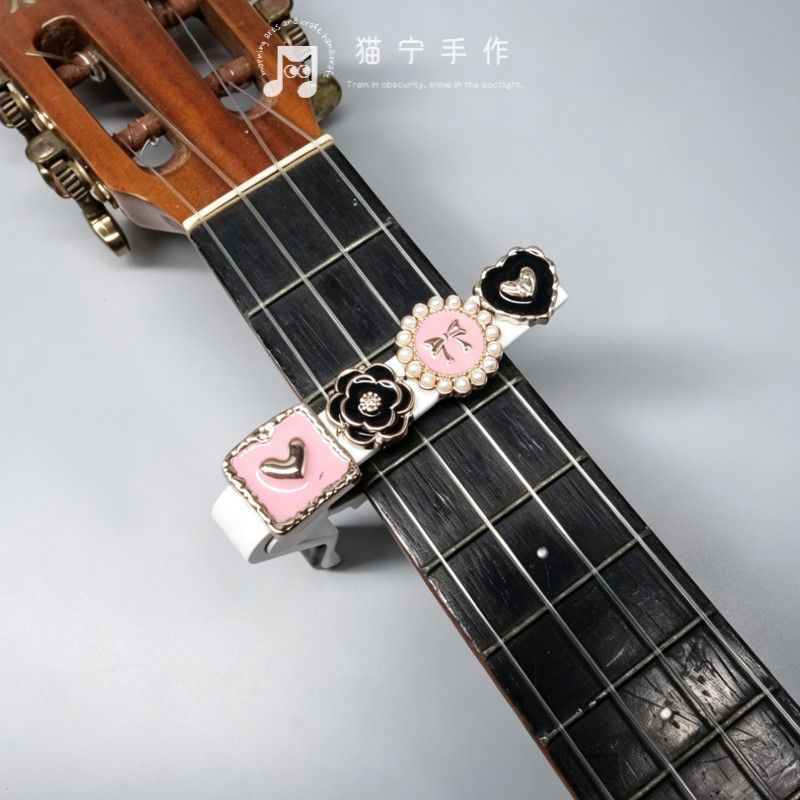 Pink Camellia Guitar Capo กีต้าร์โปร่งไฟฟ้า Ukulele Capo Tuner Metal Capo X0628