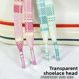 8 มม.บล็อกสี Polka Dot เชือกผูกรองเท้าแบน, Ice Cream Stripe JK สีเปลี่ยน Laces สําหรับกีฬารองเท้าผ้าใบลําลอง 1 คู่