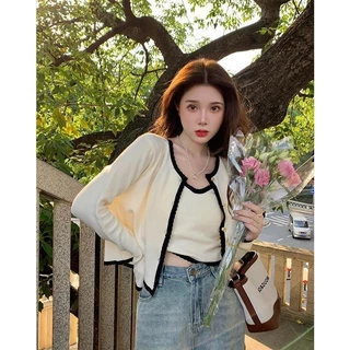 ใหม่เซ็ท เสื้อกล้ามสายเดี่ยวไหมพรม+เสื้อคลุมไหมพรม แขนยาวน่ารักมาก ผู้หญิง Clothing