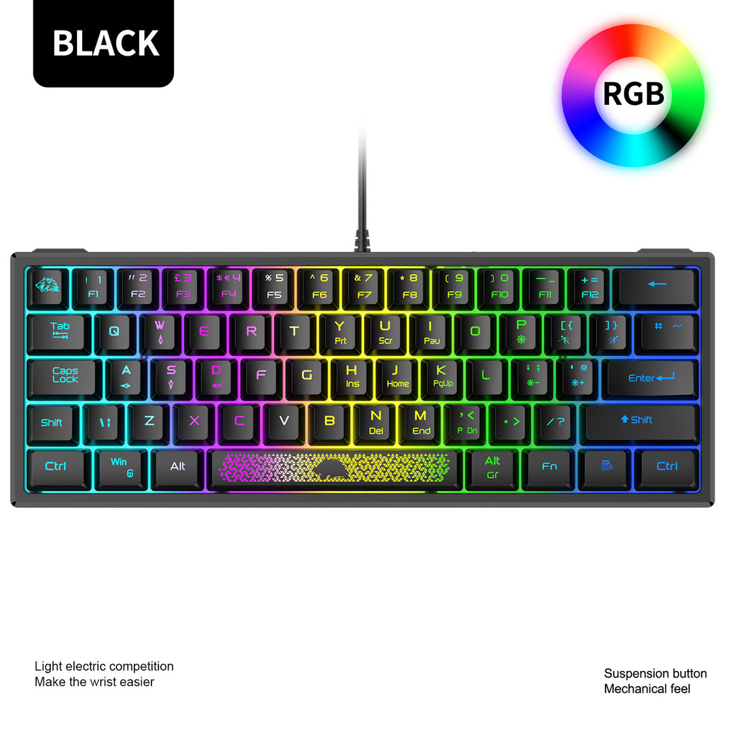 ฟรี Wolf K61RGB Gaming Keyboard RGB Light Mini Keyboard 10% 60 Gaming Gaming Notebook Keyboard