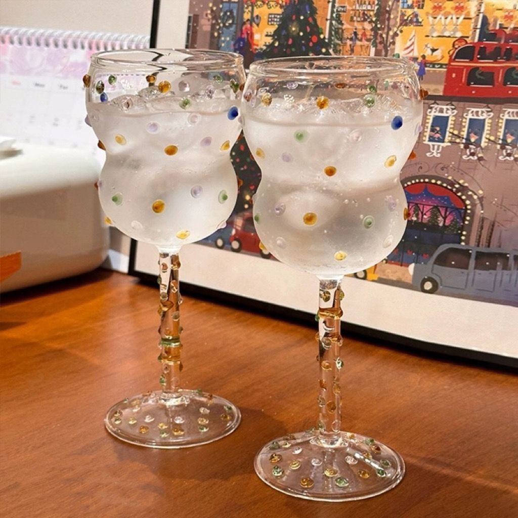 Creative Dopamine Art Color Gem Cup Color Dot Glass Color Dot Glass Decompression Gift Goblet Straw 