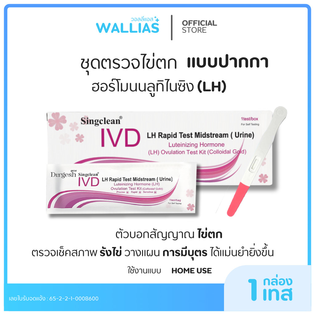 Singclean ชุดตรวจ ฮอร์โมนบลูทิไนซิง ไข่ตก  Luteinizing Hormone (LH) Ovulation Test Kit (Colloidal Go