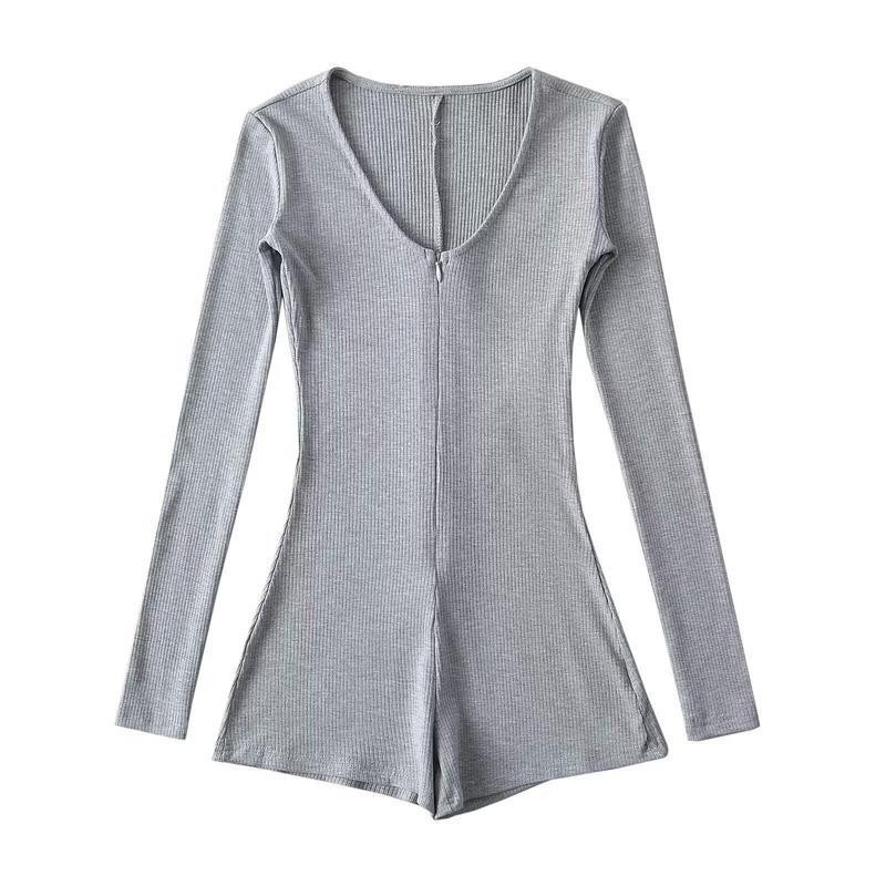 DOMI ชุดบอดี้สูทแขนยาว ชุดออกกำลังกาย เบอดี้สูท มีซิปด้านหน้าผู้หญิง ชุดโยคะ เนื้อผ้ากระชับยืดหยุ่น เก็บทรง ดีไซน์สวยงาม - รูปที่ 7